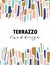 Terrazzo card template. Vector abstract background with chaotic stains. Vector illustration.