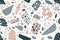 Terrazzo flat vector seamless pattern. Scattered stone pieces decorative texture. Creative rock fragments backdrop
