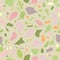 Terrazzo flooring seamless pattern. Pastel colors. Marble mosaic made in colored polished pebble.