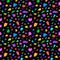 Terrazzo geometric texture. Abstract seamless pattern with colorful sprinkles scattered on black background. Creative
