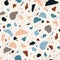 Terrazzo geometric texture. Abstract seamless pattern with colorful sprinkles scattered on light background. Creative
