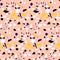 Terrazzo pink granite crumbs seamless vector texture.