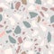 Terrazzo seamless pattern. Colored stones. Vector abstract white background with chaotic polished pebble