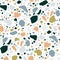 Terrazzo seamless pattern with colorful rock fragments. Elegant backdrop with stone pieces or sprinkles scattered on