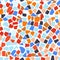 Terrazzo seamless pattern with colorful rock pieces. Abstract backdrop with bright stone sprinkles scattered on white background.