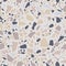 Terrazzo seamless pattern. Marble flooring in pastel colors. Polished rock surface. White background with colored stones.