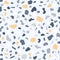 Terrazzo Seamless Vector Pattern in Blue and Yellow Volors. Classic Italian Flooring Texture in Venetian Style