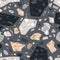 Terrazzo texture. Black tiles flooring material. Granito mosaics with chips of recycled glass, marble, stone. Vector
