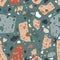 Terrazzo texture. Encaustic tiles flooring material. Granito mosaics with chips of recycled glass, marble, stone. Vector