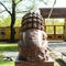 Terrible lion in the temple of Buddha, temple of the Buddhists and its Central courtyard. the concept of peaceful religion