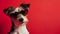 Terrier dog in heart shaped sunglasses Valentines banner