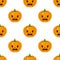 Terrified Halloween Pumpkin Icon Seamless