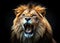 Terrified Lion Roars in Dark Portrait