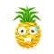 Terrified pineapple face. Cute cartoon emoji character vector Illustration