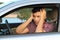 Terrified young male driver feeling guilty
