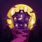 terrifying haunted house background design illustration