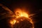 terrifying view of the sun, with massive solar flare and coronal mass ejection visible