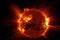 terrifying view of the sun, with massive solar flare and coronal mass ejection visible