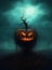 Terrifyingly Grim Halloween Pumpkin Unleashing Nightmares with Its Menacing Expression AI generated