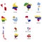 Territories of countries on South America continent. Separate countries with flags. List of countries in South America. White back
