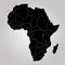 Territory of Africa with separate countries. Gray background. Vector illustration