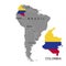 Territory of Colombia on South America continent. White background. Vector illustration