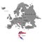 Territory of Europe continent. Croatia. Separate countries with flags. List of countries in Europe. White background. Vector illus