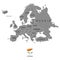 Territory of Europe continent. Cyprus. Separate countries with flags. List of countries in Europe. White background. Vector illust