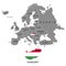 Territory of Europe continent. Hungary. Separate countries with flags. List of countries in Europe. White background. Vector illus