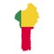 Territory and flag of Benin. White background. Vector illustration.