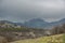 Territory of Karadag Reserve in spring. View of ridge Shuryu-kai rock. Crimea