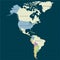 Territory of North America continent, Canada, Alaska, Mexico, South America. Dark background. Vector illustration