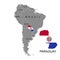 Territory of Paraguay on South America continent. White background. Vector illustration