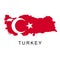 Territory of Turkey. Flag of Turkey. Turkey - middle east. White background. Vector illustration