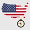 Territory of USA and Compass. Gray background.Vector illustration.