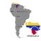 Territory of Venezuela on South America continent. White background. Vector illustration