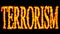 Terrorism text word concept burning on black background