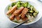 Teryaki tempeh with rice and vegetables