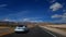 Tesla car in Death Valley