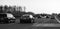 Tesla P85 and other cars on German autobahn black and white