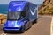 Tesla Semi Truck with a semi-trailer with the Amazon Prime logo