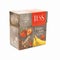 Tess fruit tea pack with 20 pyramid tea bags isolated on a white background. Taste of banana and strawberry