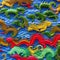 A tessellation of dragons in various sizes and colors, roaring in different directions2, Generative AI