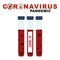 Test Coronavirus Pandemic concept, Patient`s blood tubes. Test Covid-19, 2019-nCoV Novel Coronavirus, Blood Virus