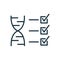 Test DNA line icon. Analysis and Check of Genetic Code. Genetics Testing and Verification. DNA Analysis and check mark