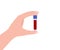 Test tube with blood in the hand. Virus analysis. Vector illustration