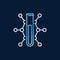 Test-tube with chemical formula blue outline concept icon