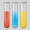 A test tube with a colored liquid.Transparent flask .Glass objects.Vector illustration