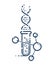 Test tube and DNA strand vector simple linear icon, science biology biotechnology and medicine analysis line art symbol,