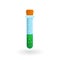 Test-tube with poison. Green toxic liquid in glass tube